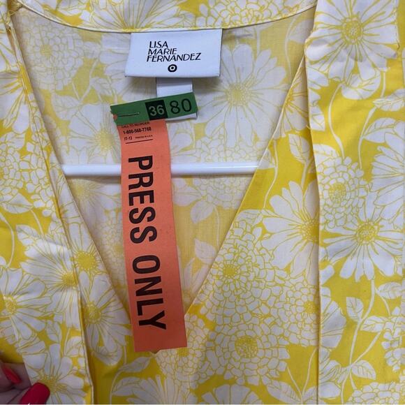 Lisa Marie Fernandez Butter Yellow Tiered Mini Dress Babydoll Flowy Floral XS - Picture 7 of 12